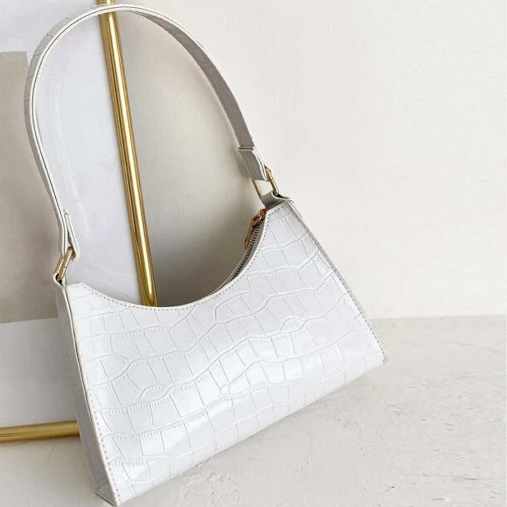 Croc Embossed Baguette Bag